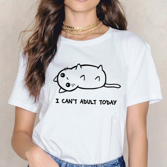 cat funny t shirt female