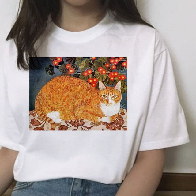 cat funny t shirt female