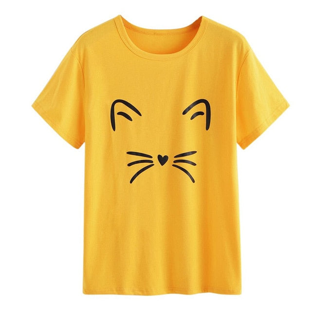 T shirt Cat Face Beard