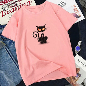 Pink Tee Shirt Femme Funny Cute Cat