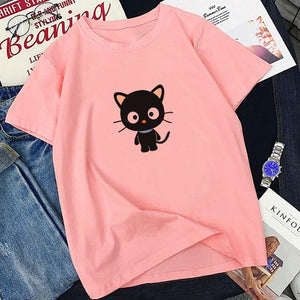 Pink Tee Shirt Femme Funny Cute Cat