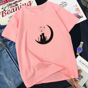 Pink Tee Shirt Femme Funny Cute Cat