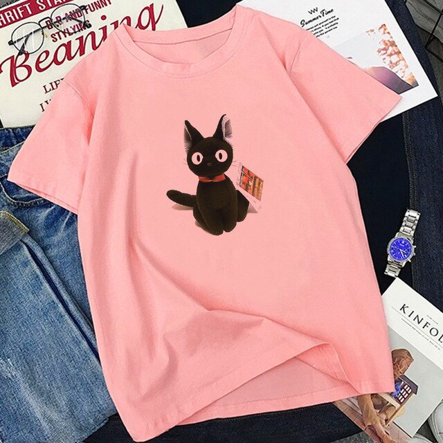 Pink Tee Shirt Femme Funny Cute Cat