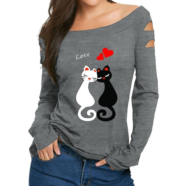 T-Shirts Women 2020 Love Cats